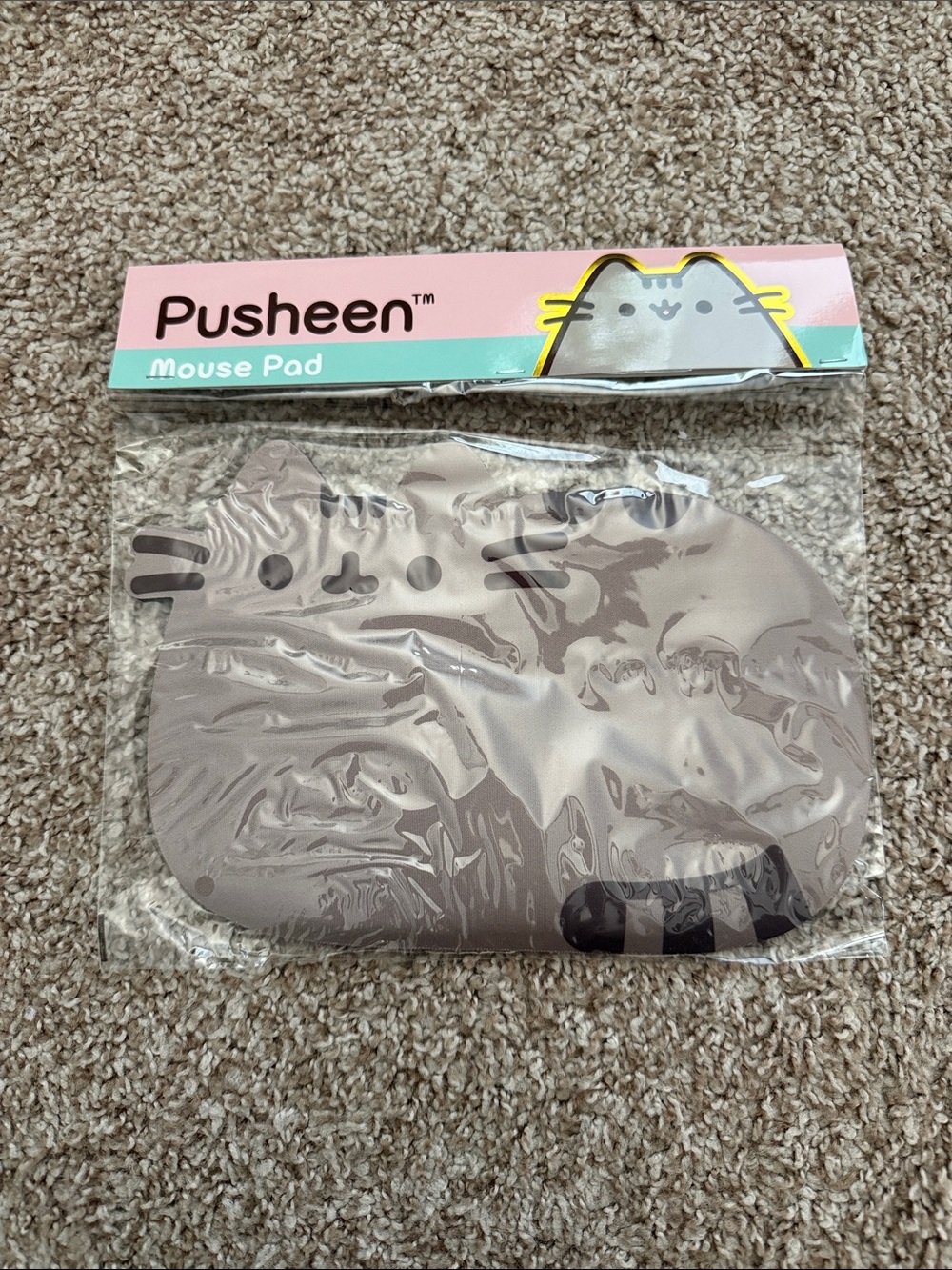 Pusheen Light Gray Cat-Shaped Mouse Pad